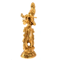 Golden Lord Krishna Playing Flute Idol