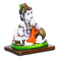 Polyresin Handcrafted Little Krishna Idol Eating Makhan