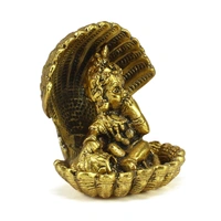 Golden Metal Bal Gopal Krishna Statue Having Makhan