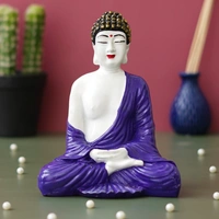 Purple & White Polyresin Handcrafted Meditating Buddha Statue