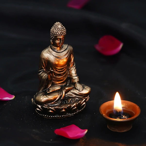 Cold Cast Bronze Resin Meditating Lord Buddha Statue
