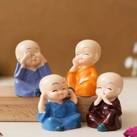 Set Of 4 Cute Little Monk Buddha Statues