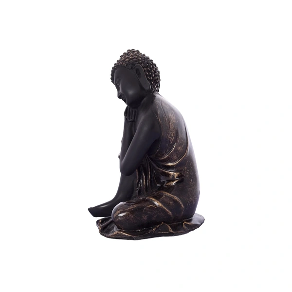Polyresin Black Resting Buddha On Knee Statue