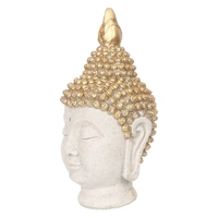Polyresin Gold And White Meditating Buddha Head Statue