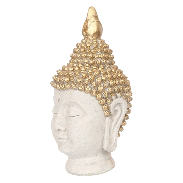 Polyresin Gold And White Meditating Buddha Head Statue