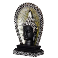 Elegant Silver & Black Polyresin Lord Buddha Head Statue