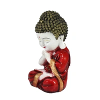 Polyresin Red And White Praying Monk Buddha Statue