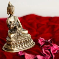 Golden Brass Meditating Buddha Statue