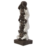 Polyresin Silver And Black Set Of 3 Laughing Buddha Idol