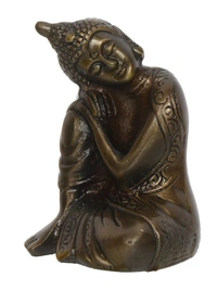 Metal Resting Buddha On Knee Statue