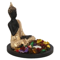 Polyresin Black And Golden Meditating Blessing Buddha Statue