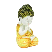 Polyresin Yellow And White Praying Monk Buddha Statue