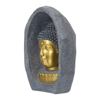 Grey & Golden Peaceful Lord Buddha Face Statue