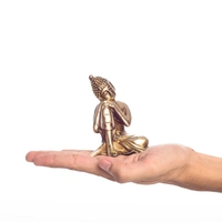 Golden Brass Buddha Resting On Knee Statue