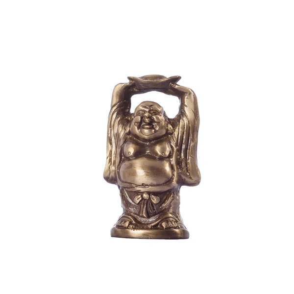Standing Laughing Buddha Statue Holding A Gold Ingot