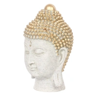 Polyresin Golden And White Meditating Buddha Head Statue