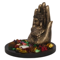 Polyresin Black And Brown Handcrafted Palm Buddha Statue