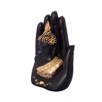 Black And Golden Handcrafted Palm Buddha Statue