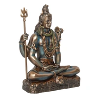 Brown Polyresin And Bronze Lord Shiva Padmasana Statue