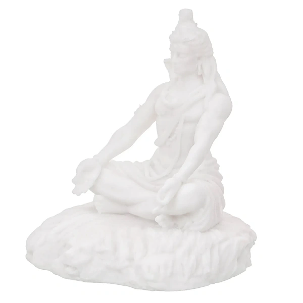 White Polyresin Lord Shiva Sitting Statue