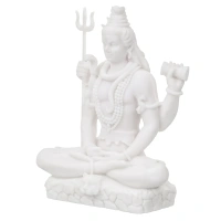 White Polyresin Lord Shiva With Trishul Statue