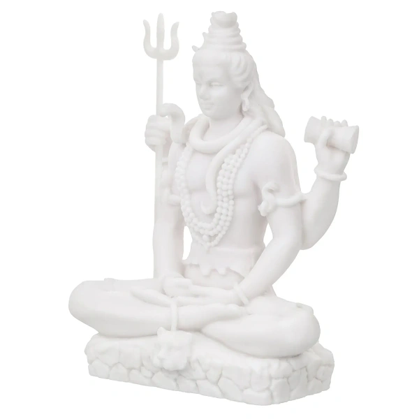 White Polyresin Lord Shiva With Trishul Statue