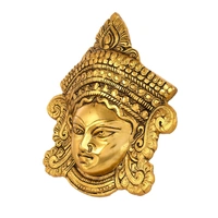 Golden Goddess Durga Face Metal Wall Hanging