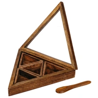 4 Triangle Compartments Handcrafted Wooden Spice Box