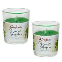 Set Of 2 Green Apple Scented Glass Candle