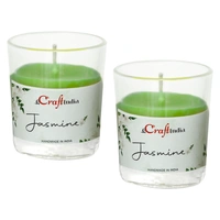 Set Of 2 Jasmine Scented Glass Candle