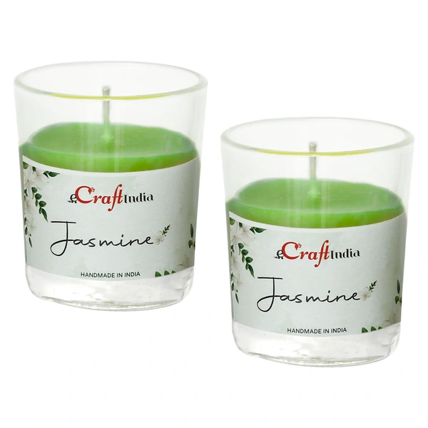 Set Of 2 Jasmine Scented Glass Candle