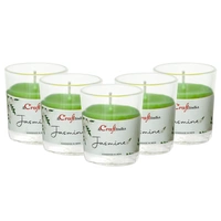 Set Of 5 Glass Jasmine Scented Candles