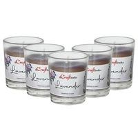 Set Of 5 Glass Lavender Scented Candles