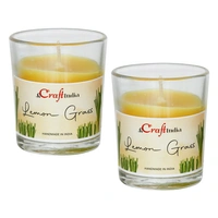 Set Of 2 Lemon Grass Scented Glass Candle