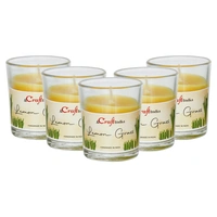 Set Of 5 Glass Lemon Scented Candles