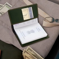 Personalized Leather Passport Cover - Olive