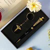 Personalized Black-Gold Pen Keychain Combo