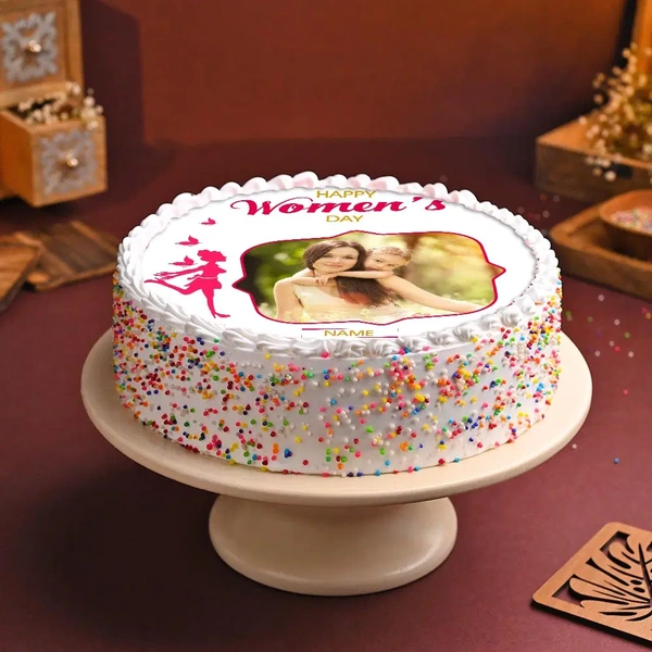 Round Shaped Womens Day Photo Cake - 500 Gm
