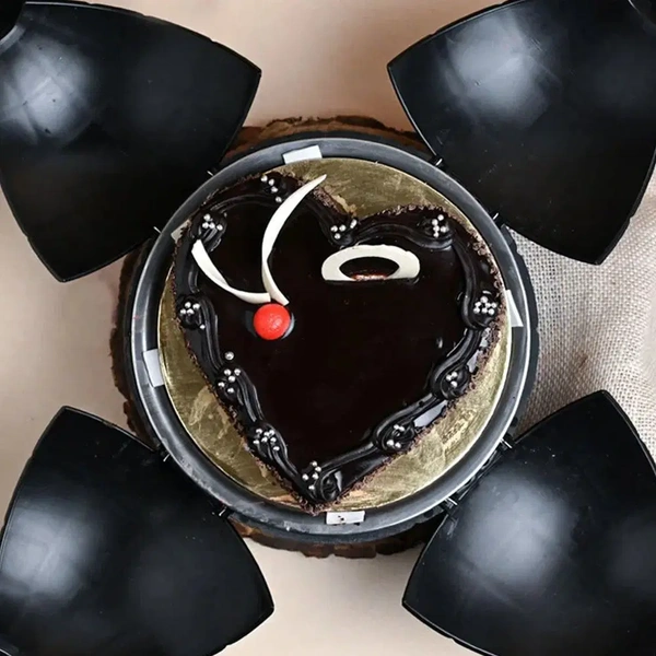Heart Shaped Chocolate Truffle Bomb Cake - 500 Gm