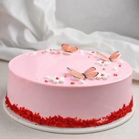 Butterfly N Flowers Red Velvet Cake - 1 Kg