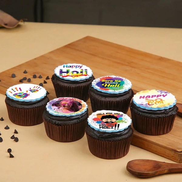 Set Of 6 Holi Cupcakes