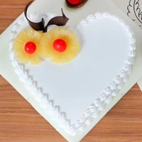 Heart Shaped Pineapple & Cherry Cake - 1.5 Kg
