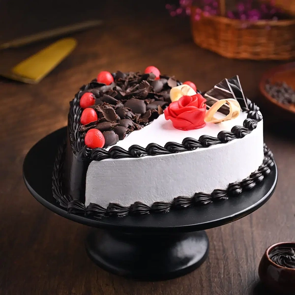 Heart Shape Chocolate Vanilla Cream Cake - 1 Kg