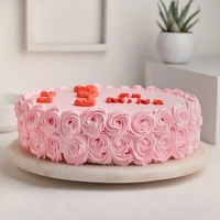 Strawberry Cake with Rose Swirls - 1.5 Kg
