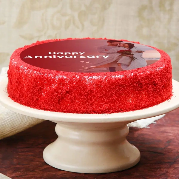 Round Red Velvet Photo Cake - 2 Kg