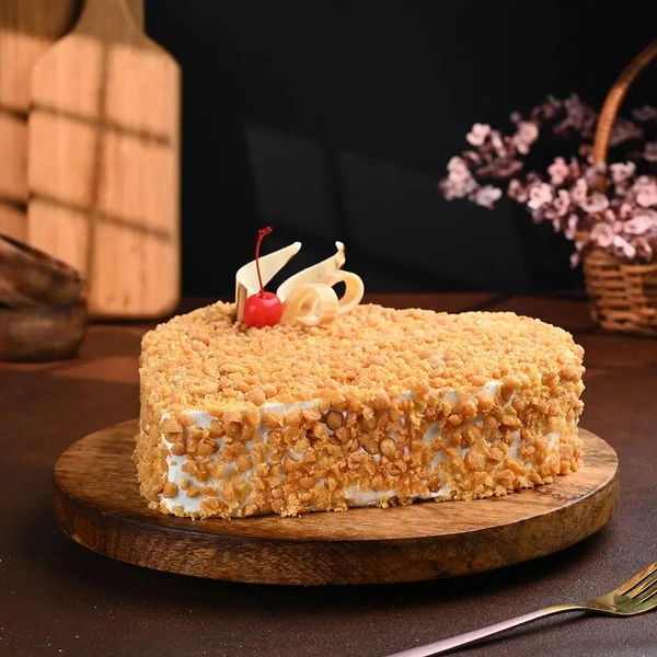 Heart Shaped Butterscotch Cherry Topped Cake - 2 Kg