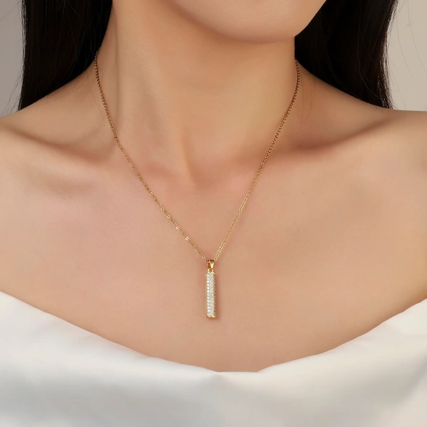 Isla Crystal Studded Gold Necklace