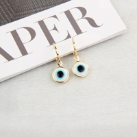 Evil Eyes Gold Brim Wind Drop Earrings - Light Blue