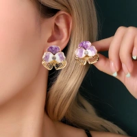 Metallic Flower Luxury Gold Earring