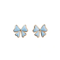 Sapphire Ribbon Gold Earrings